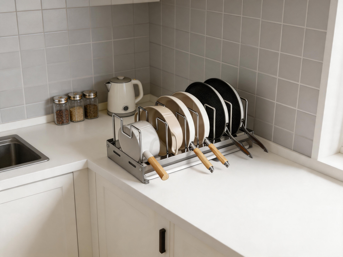 🍳 Cookware Organizer | Stainless Steel Kitchen | Home-Cook Expandable Storage