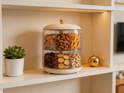 🌾 Grain Dispenser | Clear Plastic Pantry | Housewarming Six-Compartment Rotation