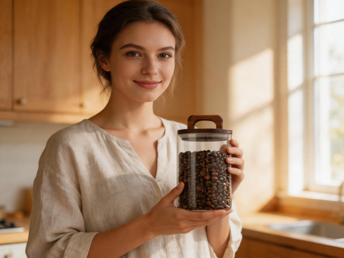 ☕ Coffee Storage | Glass Wood Countertop | Barista Vacuum-Fresh