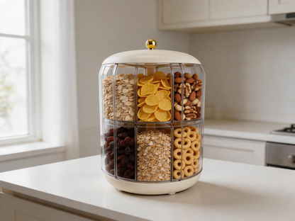 🌾 Grain Dispenser | Clear Plastic Pantry | Housewarming Six-Compartment Rotation