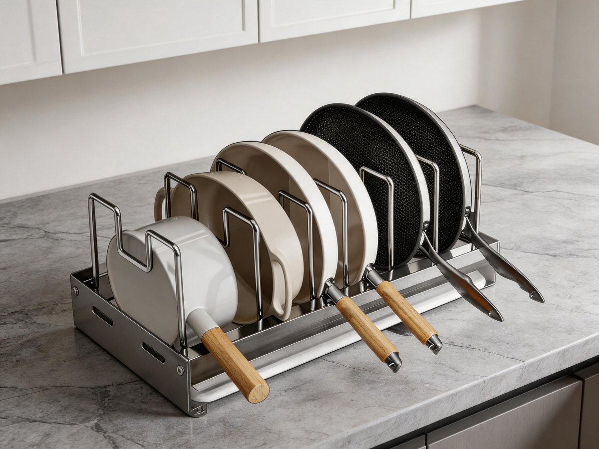 🍳 Cookware Organizer | Stainless Steel Kitchen | Home-Cook Expandable Storage