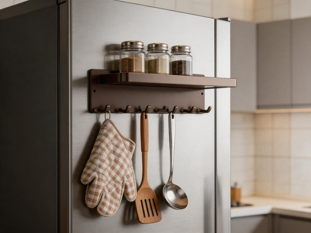 🧲 Magnetic Organizer | Metal Kitchen Storage | Homeowner Sleek Hooks