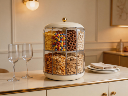 🌾 Grain Dispenser | Clear Plastic Pantry | Housewarming Six-Compartment Rotation