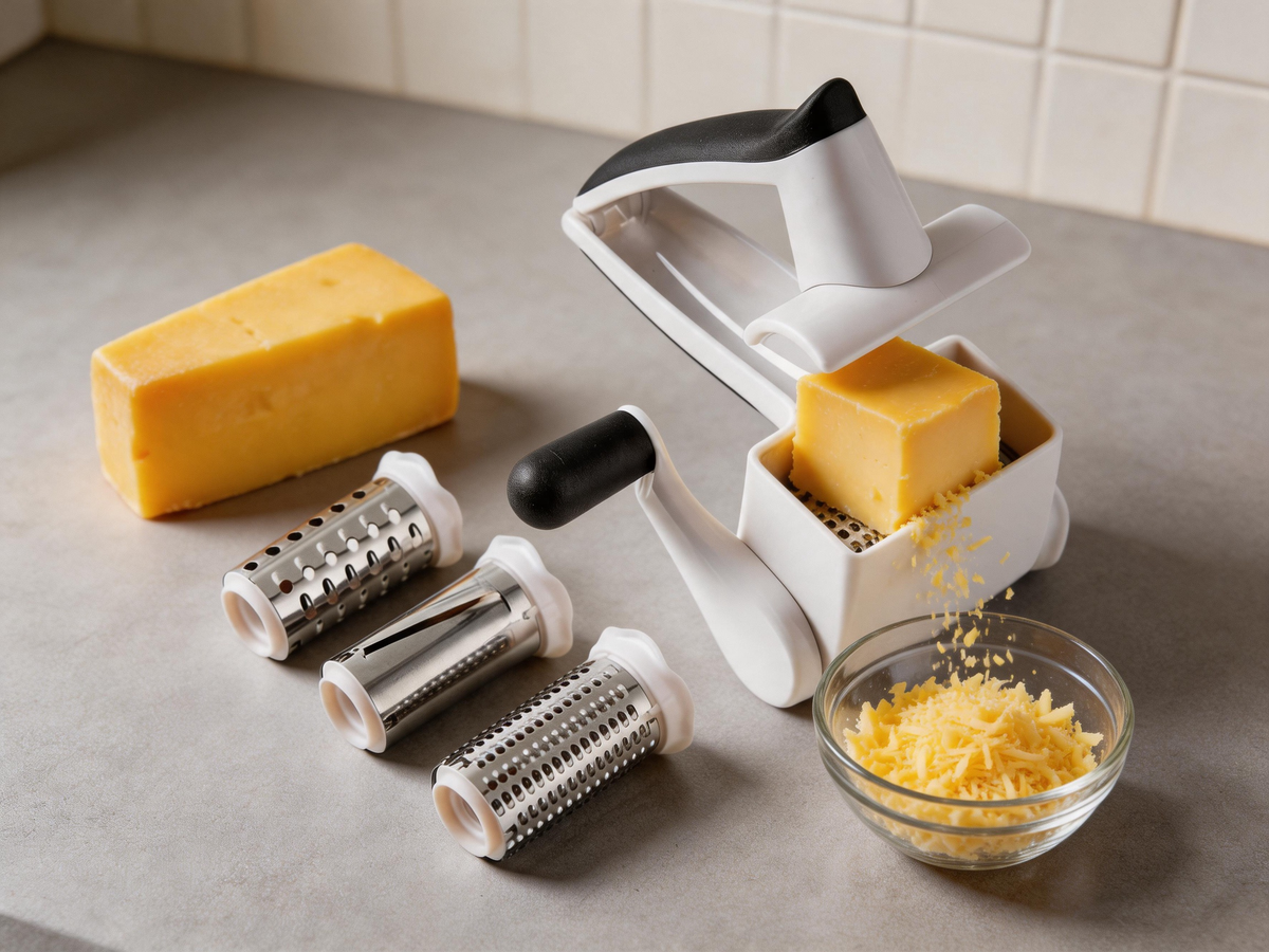 🧀 Rotary Grater | Stainless Steel Kitchen | Foodie Interchangeable Drums