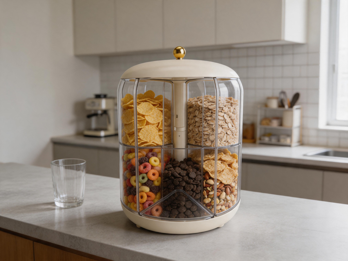 🌾 Grain Dispenser | Clear Plastic Pantry | Housewarming Six-Compartment Rotation