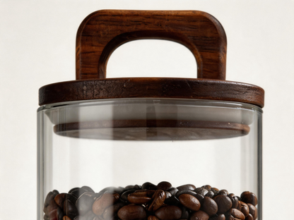 ☕ Coffee Storage | Glass Wood Countertop | Barista Vacuum-Fresh