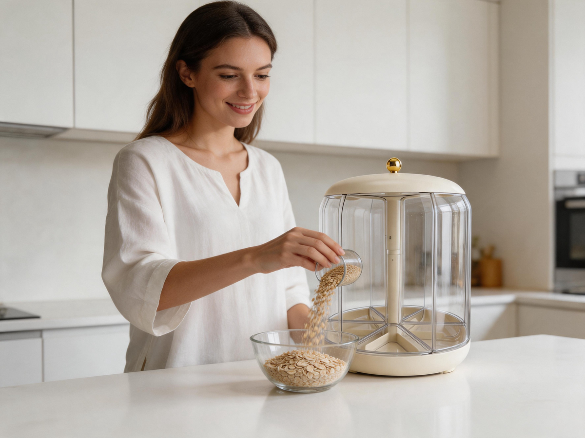 🌾 Grain Dispenser | Clear Plastic Pantry | Housewarming Six-Compartment Rotation