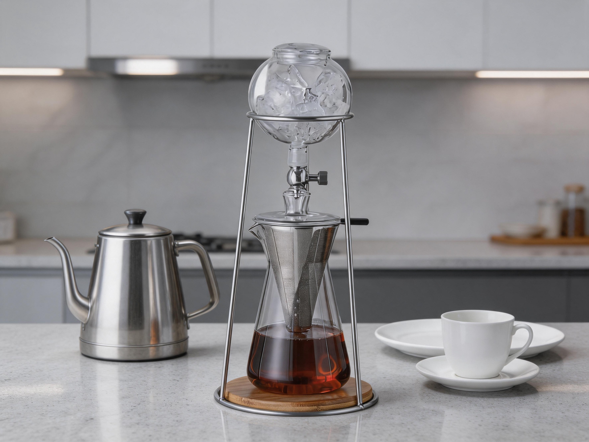 🧊 Cold-Brew Maker | Glass Steel Countertop | Coffee-Lover Tower Drip