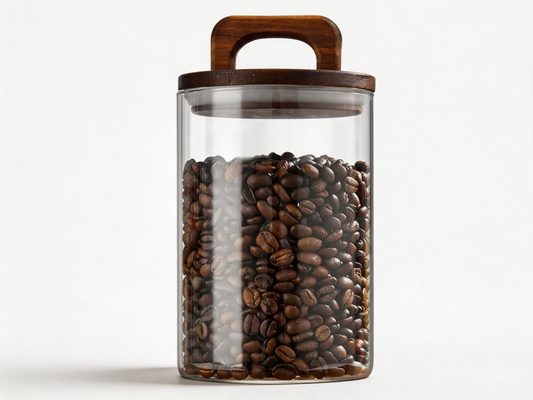 ☕ Coffee Storage | Glass Wood Countertop | Barista Vacuum-Fresh