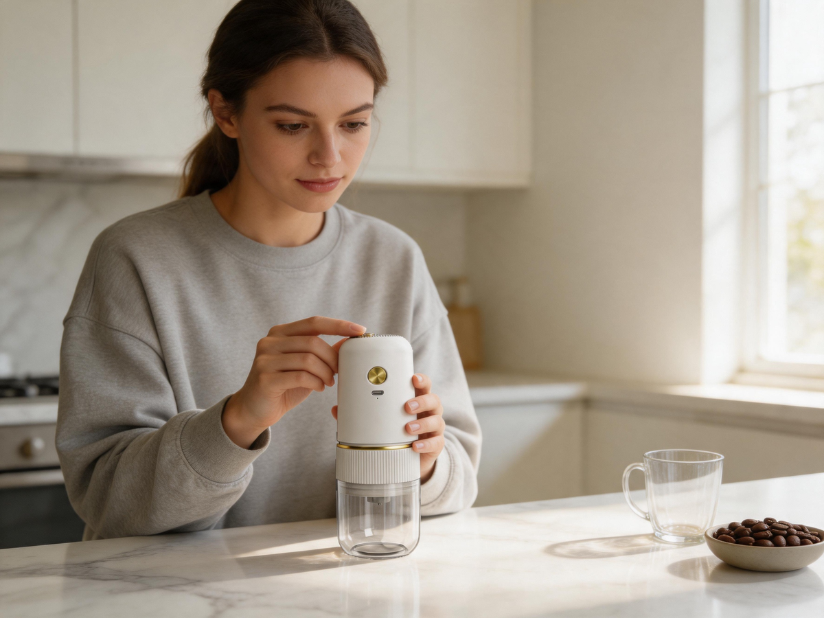 ☕ Coffee Grinder | Plastic Travel | Coffee Lover | Sleek Compact