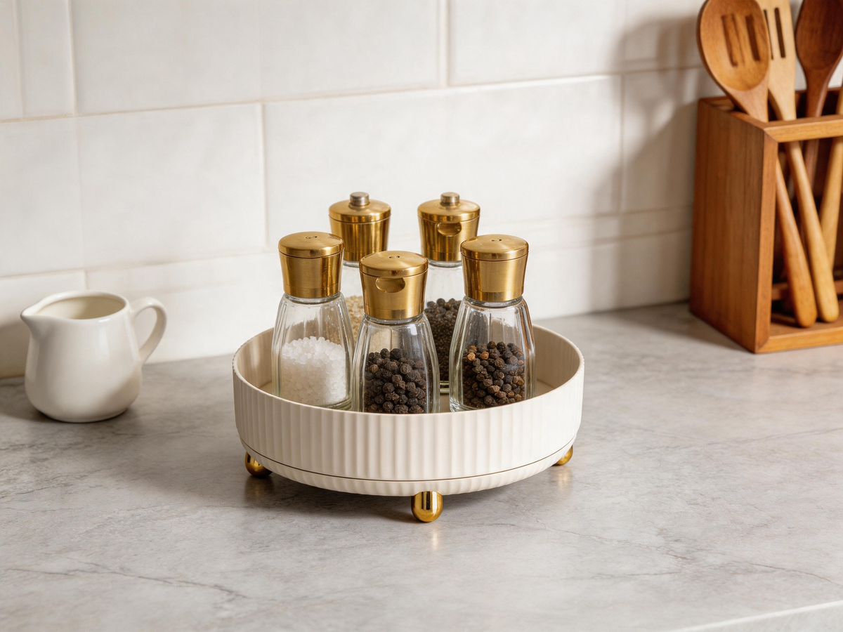 🧂 Spice Organizer | Ribbed Plastic Countertop | Hostess Rotating Elegance